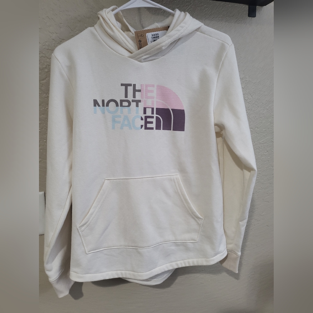 NORTH FACE Girls Hoodie Off white Large 14/16